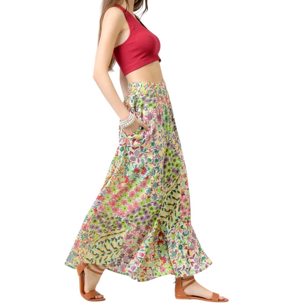 Wide Leg Floral Palazzo Pants in Multicolor - Picture 2 of 4